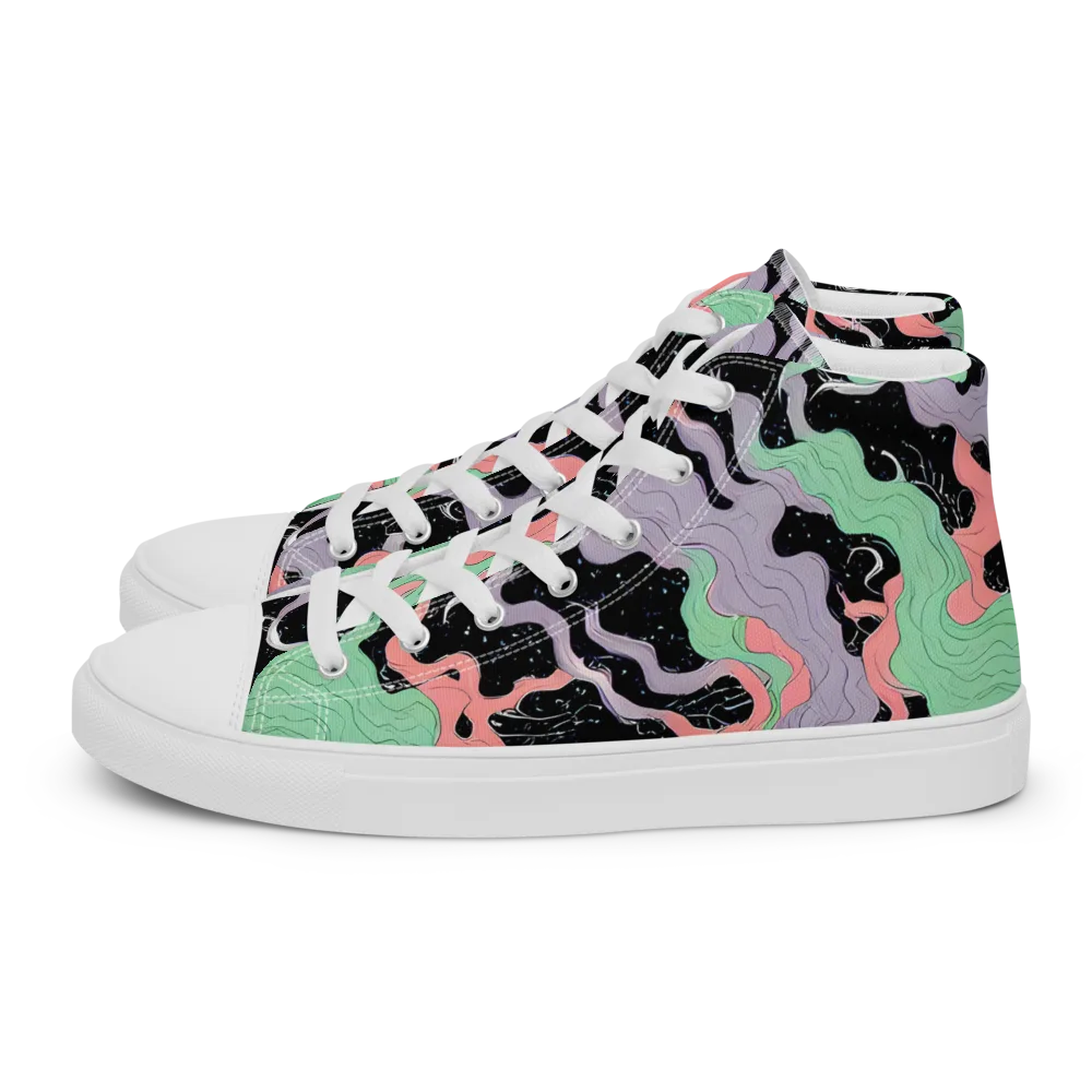 Pastel Eclipse on Men's High Top Canvas Shoes — Left