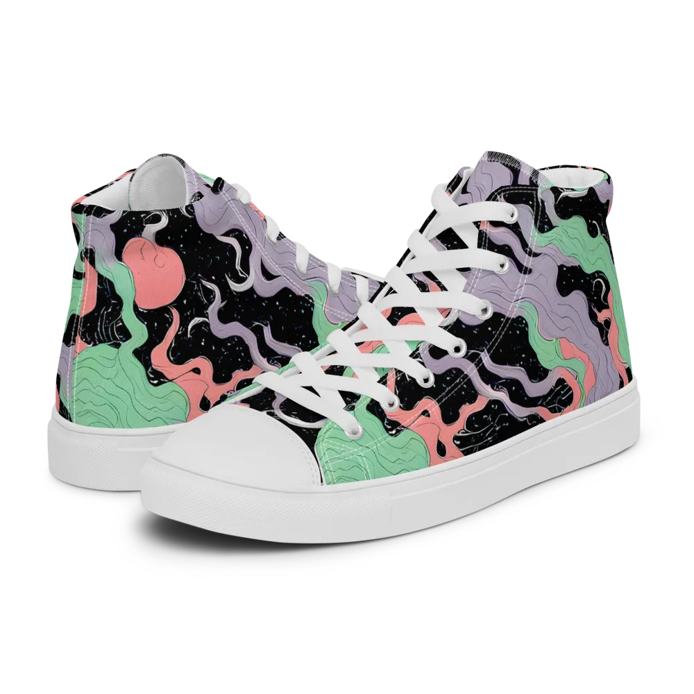 Pastel Eclipse on Men's High Top Canvas Shoes — Left