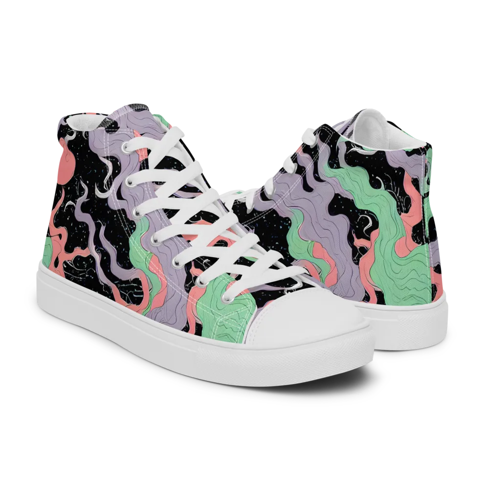 Pastel Eclipse on Men's High Top Canvas Shoes — Right