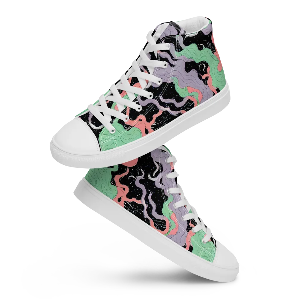 Pastel Eclipse on Men's High Top Canvas Shoes — Front