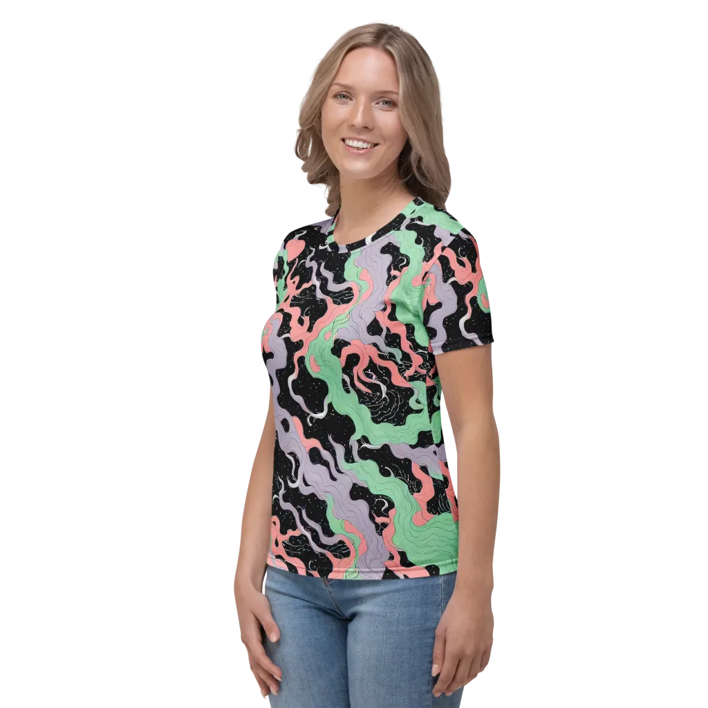 Pastel Eclipse on Women's Crew Neck T-Shirt — Left