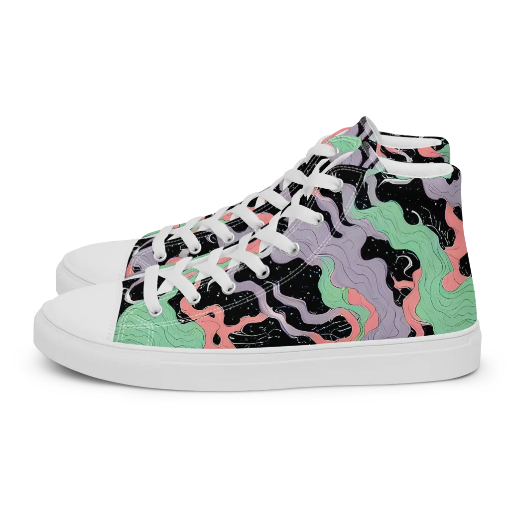 Pastel Eclipse on Women's High Top Canvas Shoes — Left