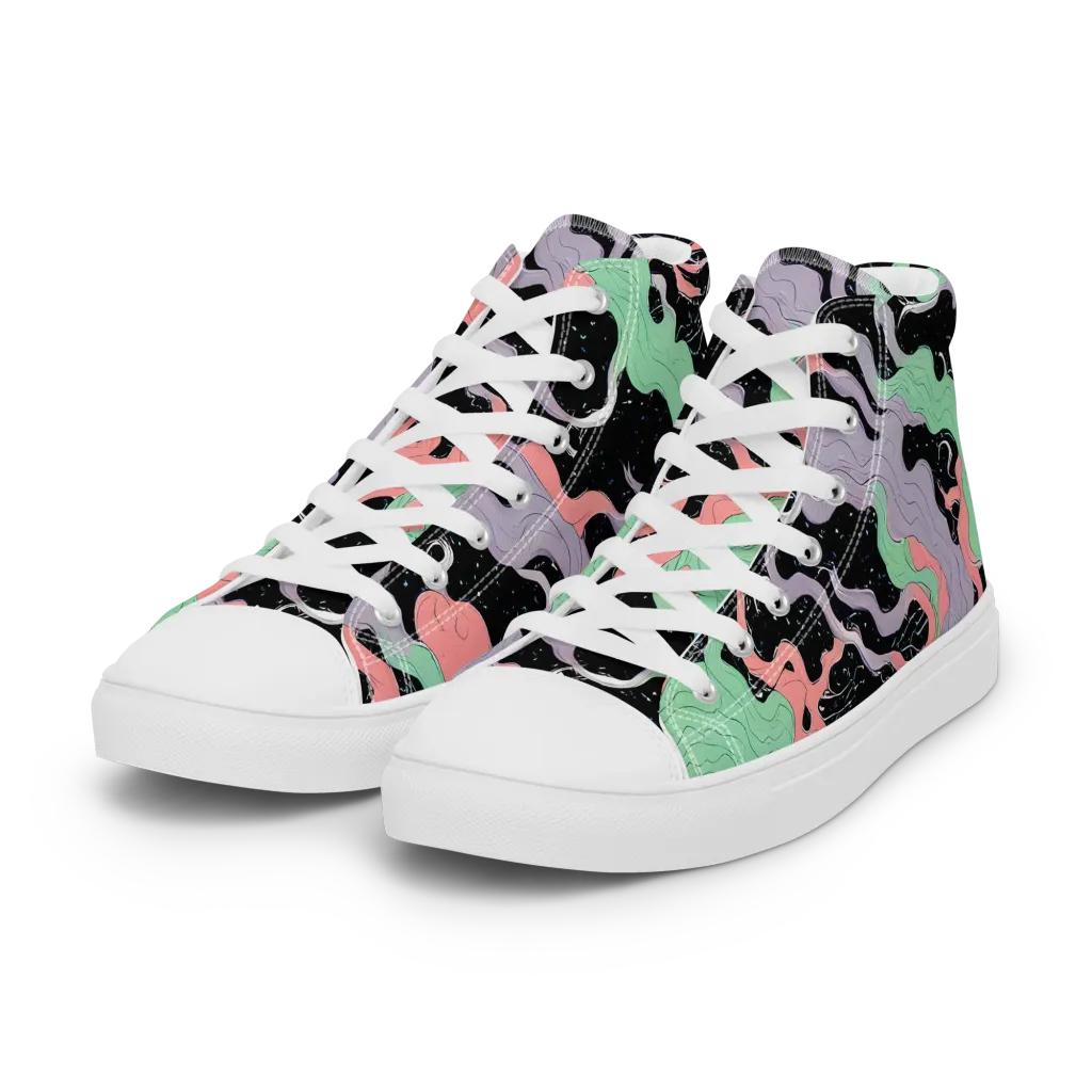 Pastel Eclipse on Women's High Top Canvas Shoes — Left Front