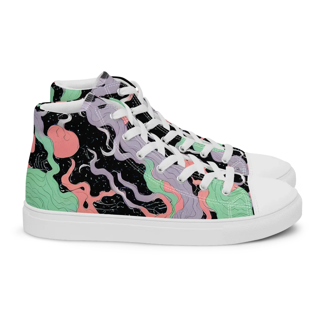 Pastel Eclipse on Women's High Top Canvas Shoes — Right