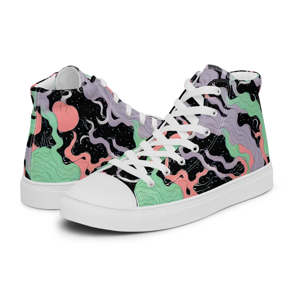 Pastel Eclipse on Women's High Top Canvas Shoes — Left