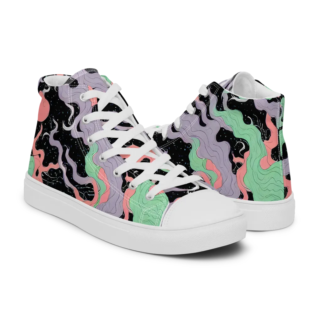 Pastel Eclipse on Women's High Top Canvas Shoes — Right