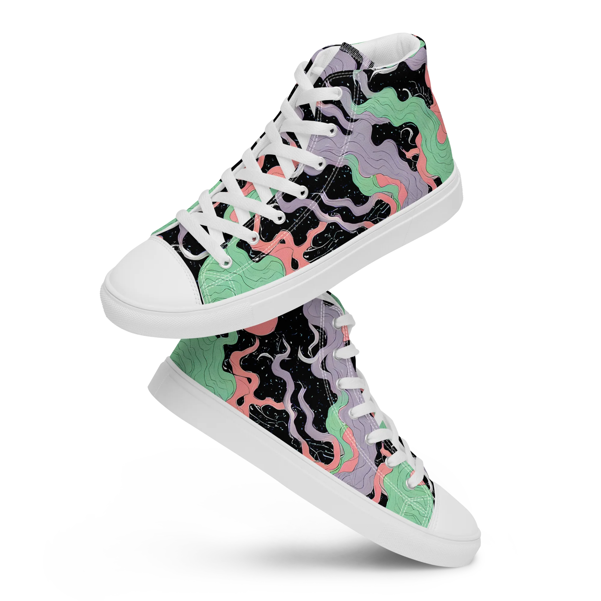 Pastel Eclipse on Women's High Top Canvas Shoes — Front