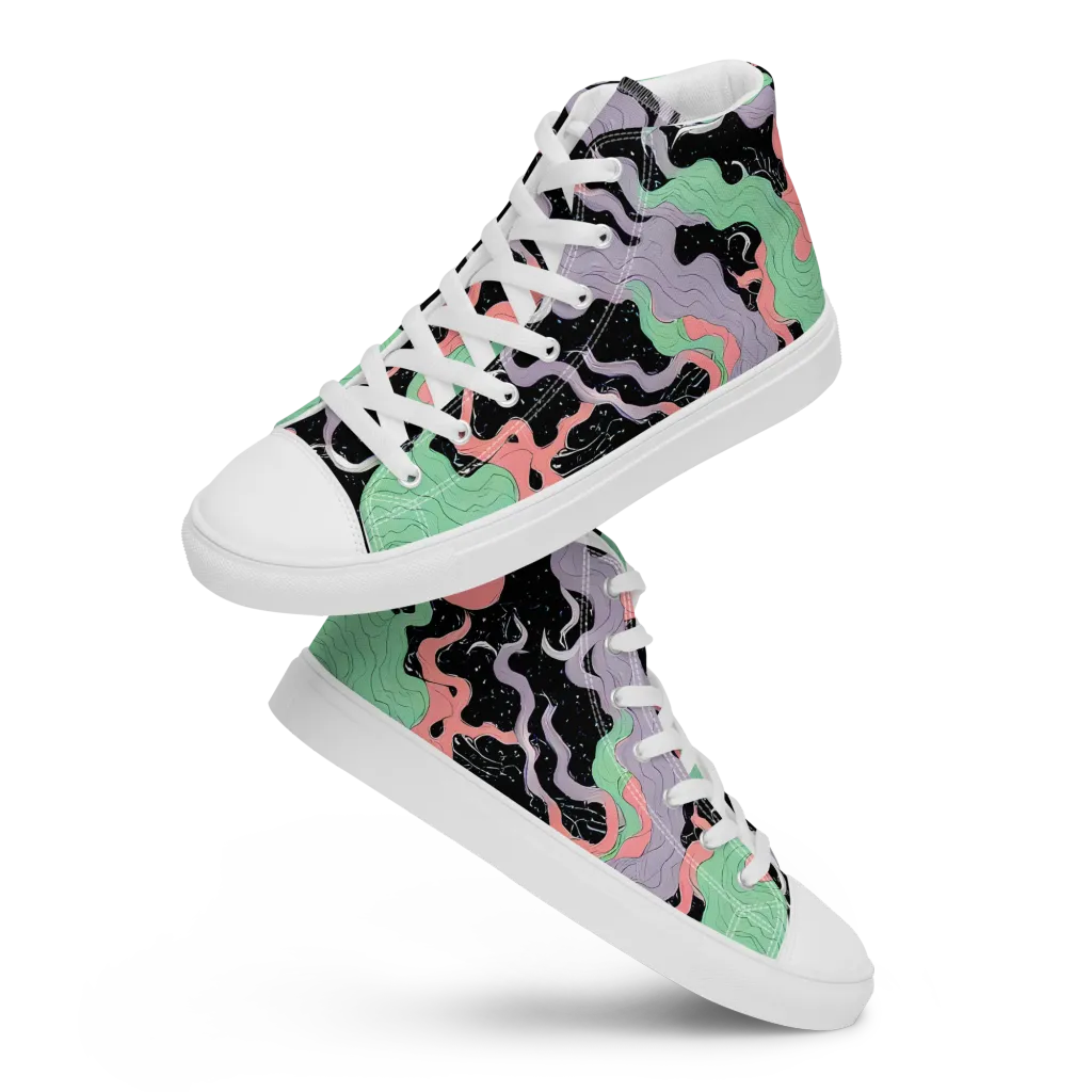 Pastel Eclipse on Women's High Top Canvas Shoes — Front