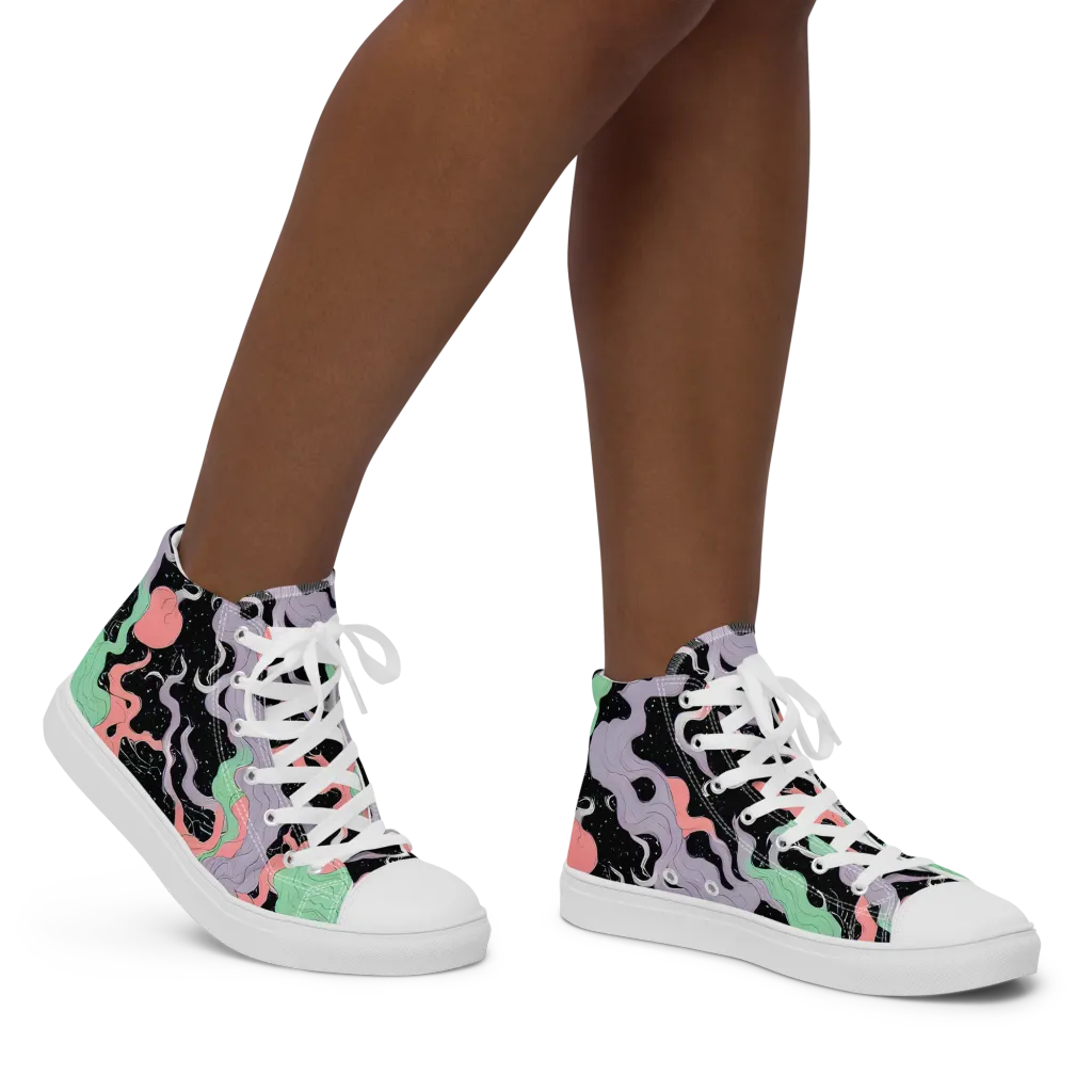 Pastel Eclipse on Women's High Top Canvas Shoes — Right