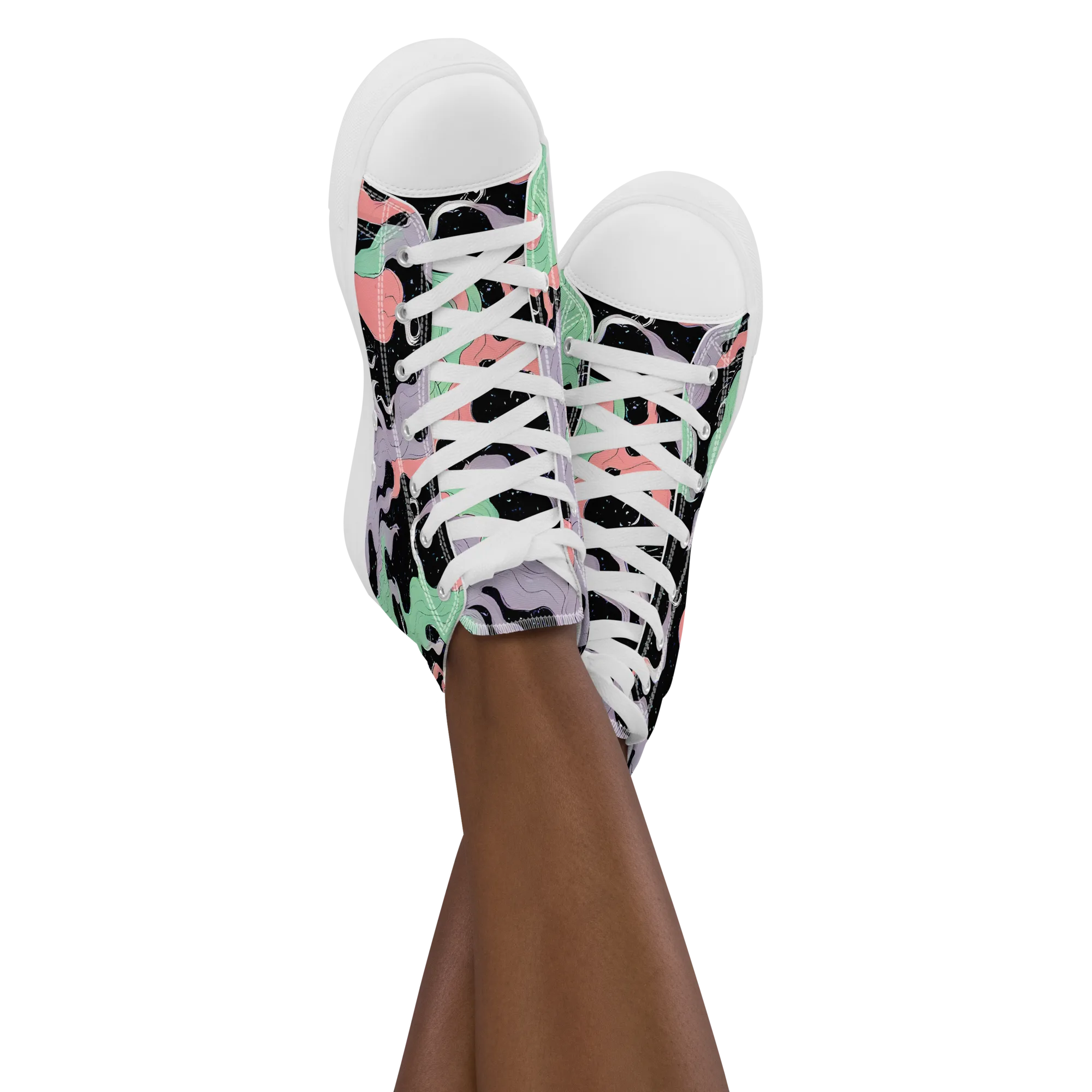 Pastel Eclipse on Women's High Top Canvas Shoes — Front