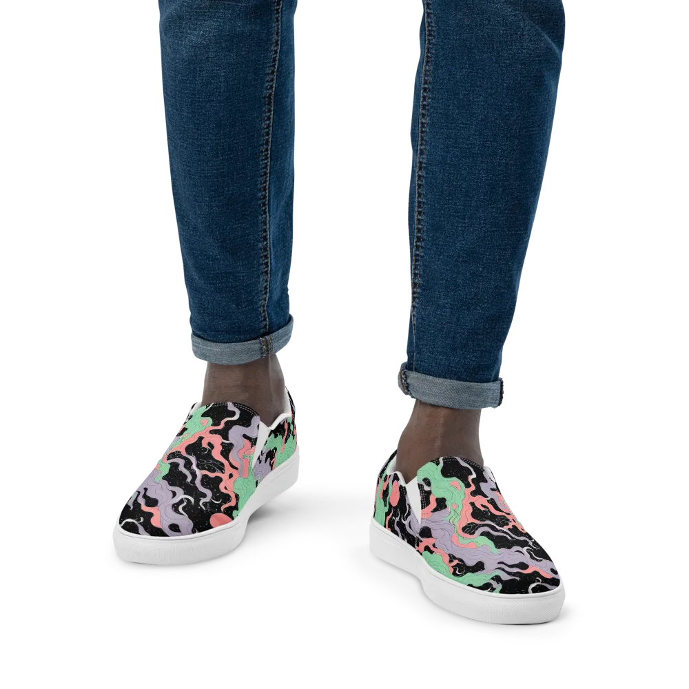 Pastel Eclipse on Men's Slip-On Canvas Shoes — Front