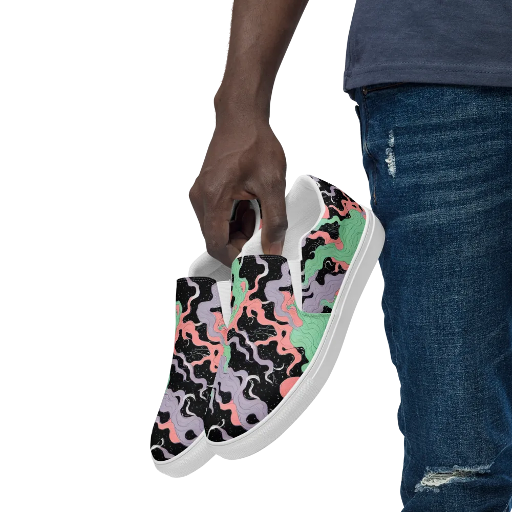 Pastel Eclipse on Men's Slip-On Canvas Shoes — Left Front