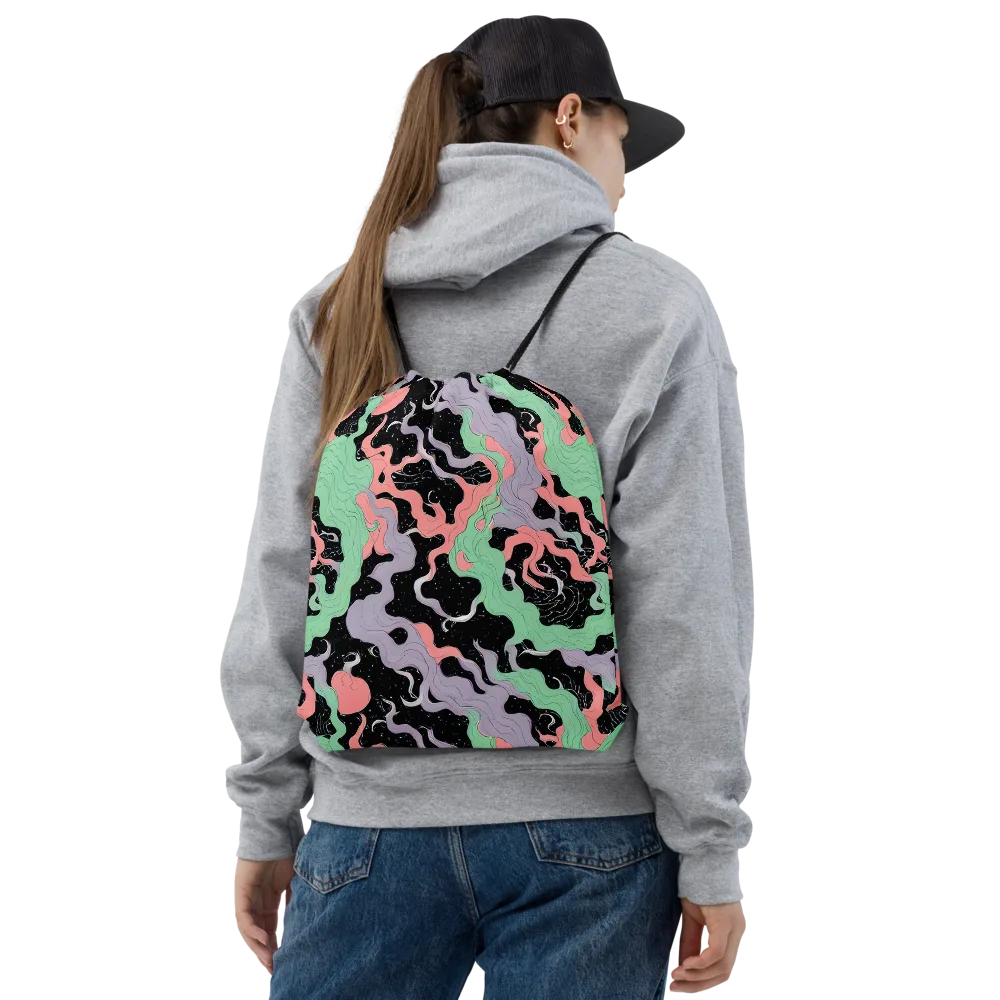 Pastel Eclipse on Drawstring Bag — Front