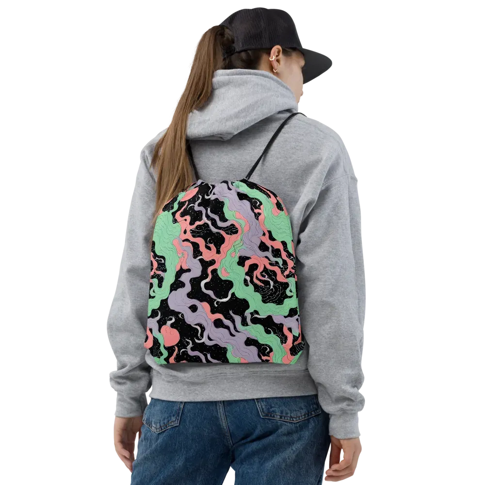 Pastel Eclipse on Drawstring Bag — Front