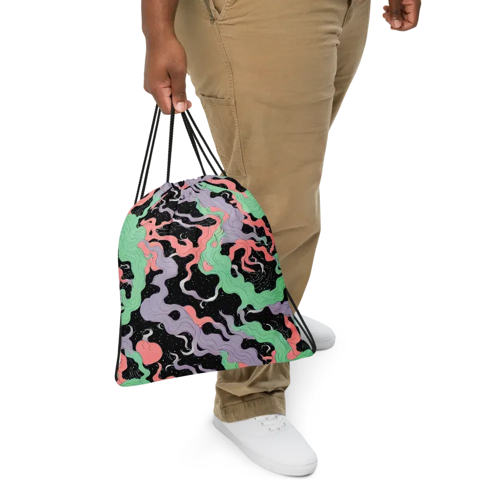 Pastel Eclipse on Drawstring Bag — Front