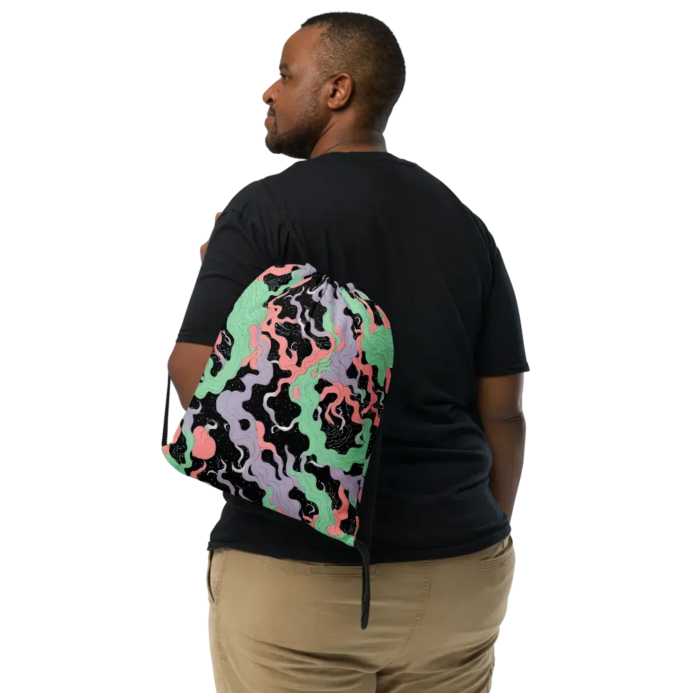 Pastel Eclipse on Drawstring Bag — Front