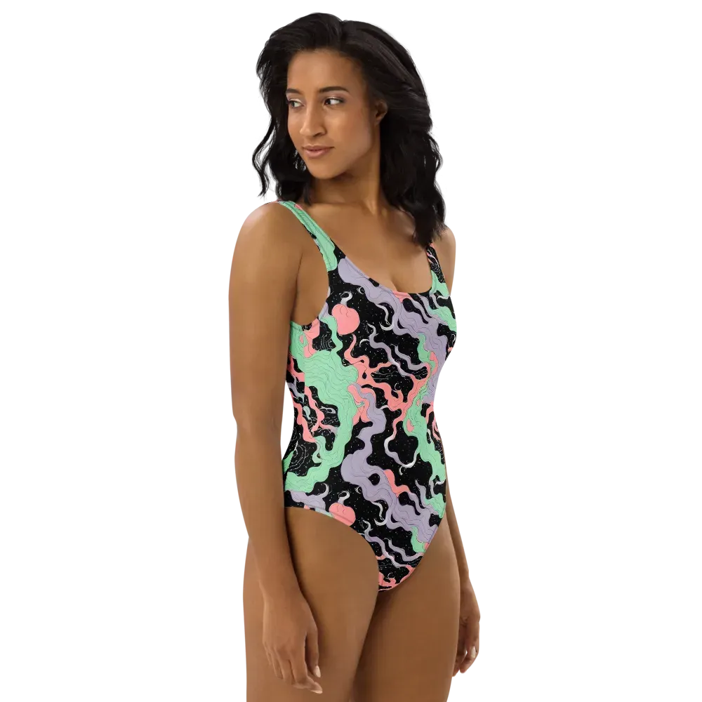 Pastel Eclipse on One-Piece Swimsuit — Right