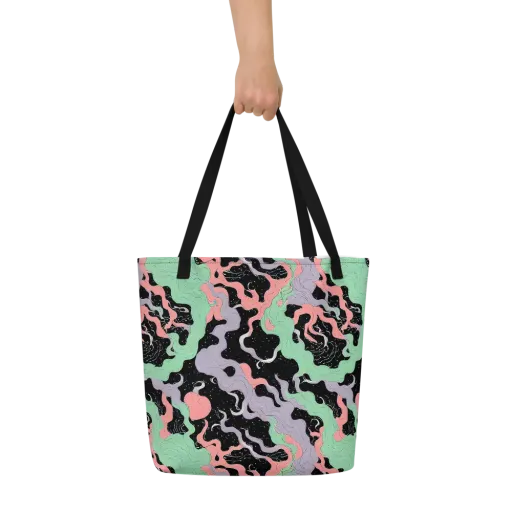 Pastel Eclipse on a Large Tote Bag W/ Pocket