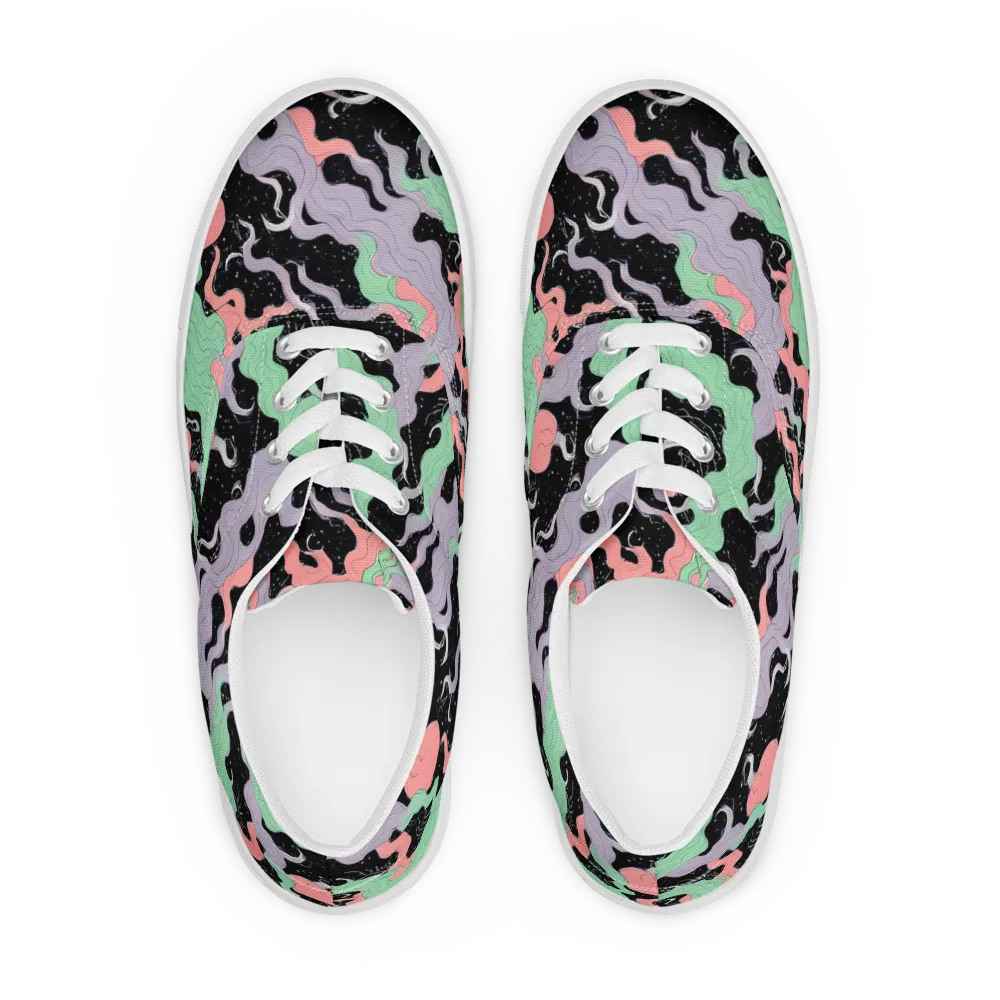 Pastel Eclipse on Men's Lace-Up Canvas Shoes — Front