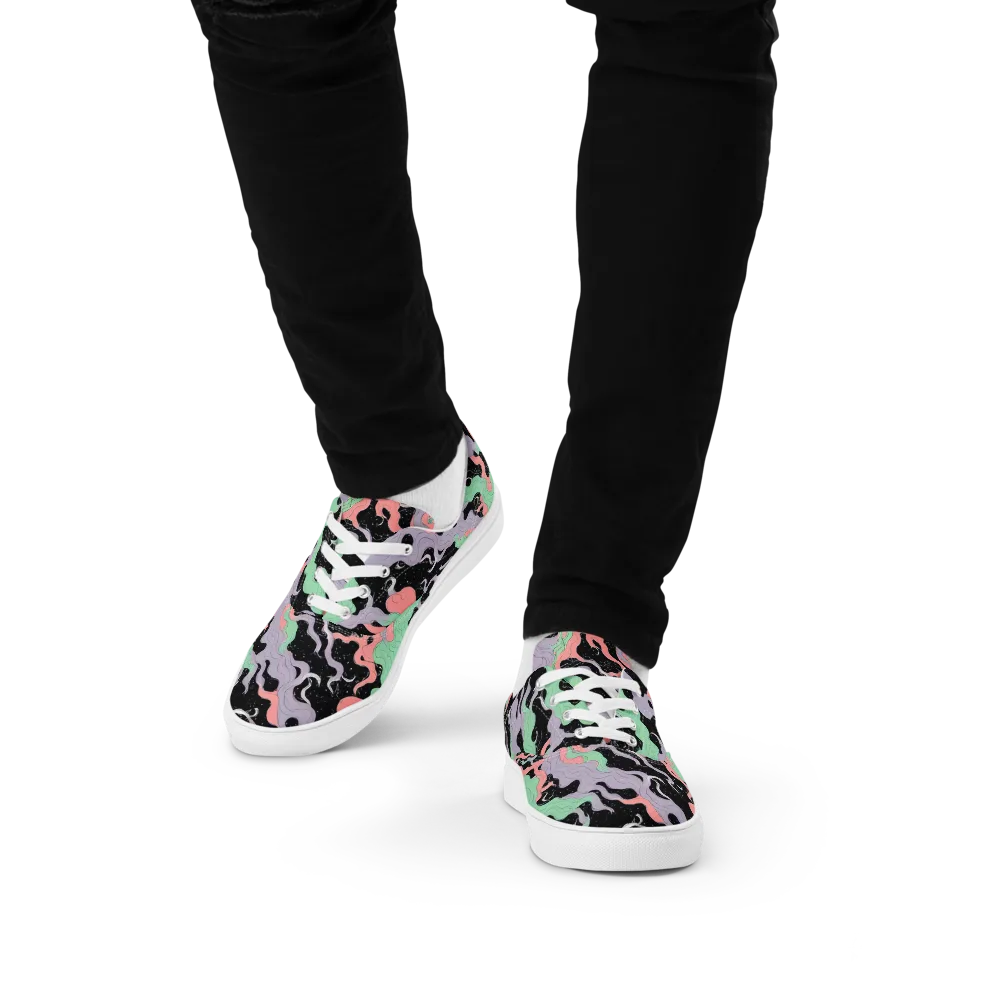 Pastel Eclipse on Men's Lace-Up Canvas Shoes — Front