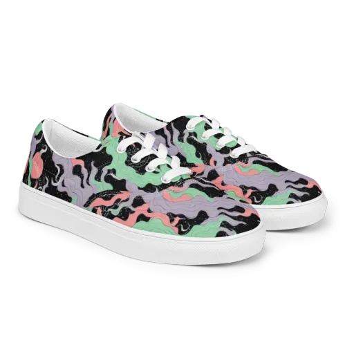 Pastel Eclipse on a Men's Lace-Up Canvas Shoes