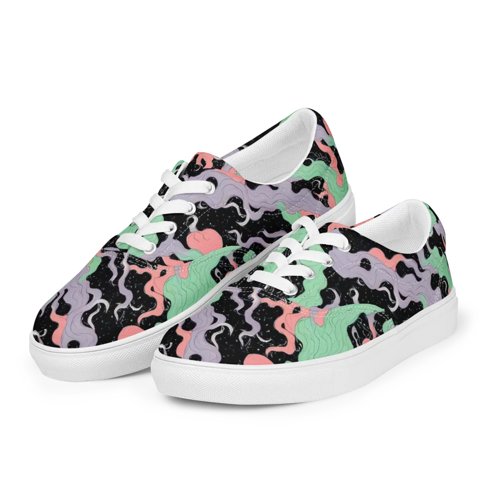 Pastel Eclipse on Men's Lace-Up Canvas Shoes — Left Front
