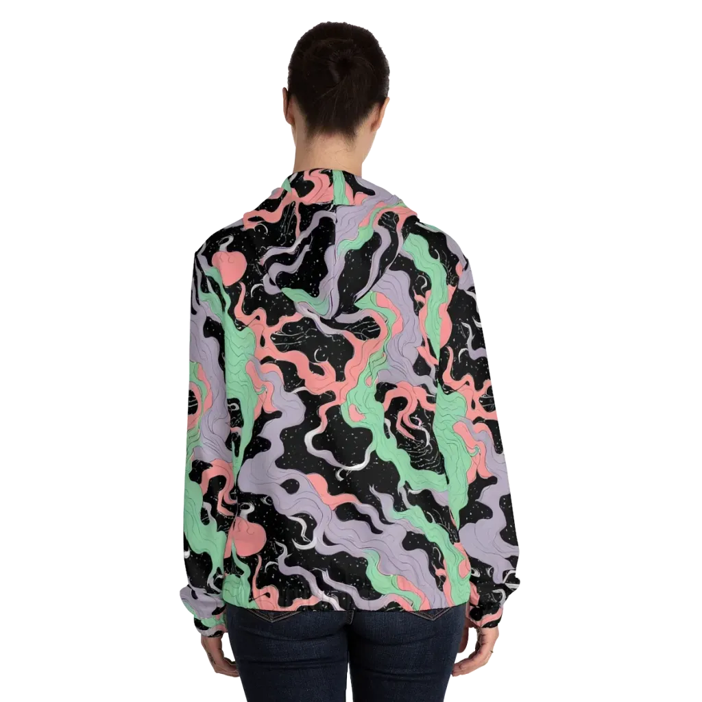 Pastel Eclipse on Women's Full-Zip Hoodie — Back On Person