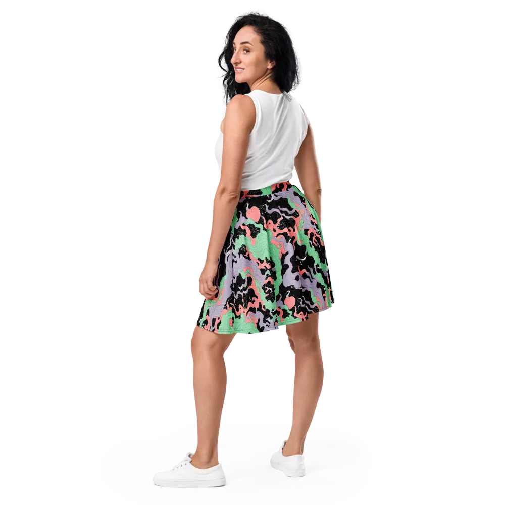 Pastel Eclipse on Skater Skirt — Back