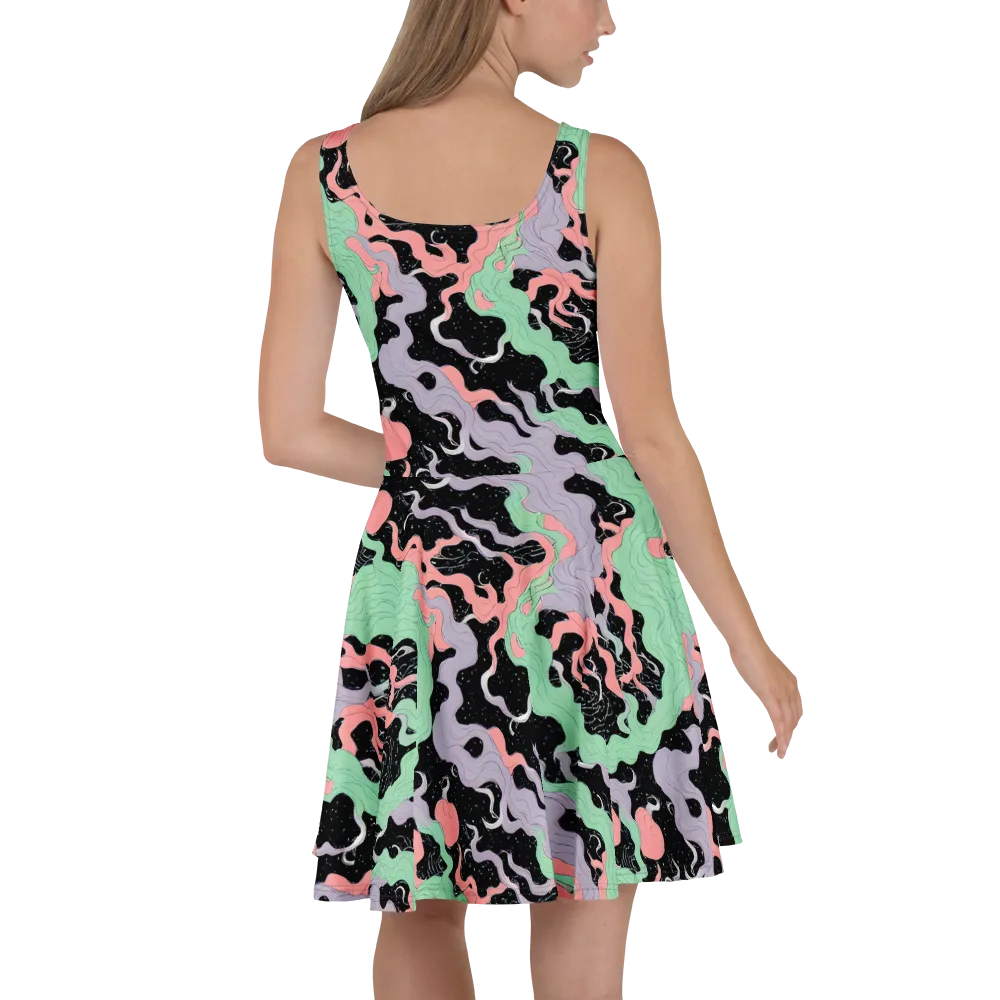 Pastel Eclipse on Skater Dress — Back