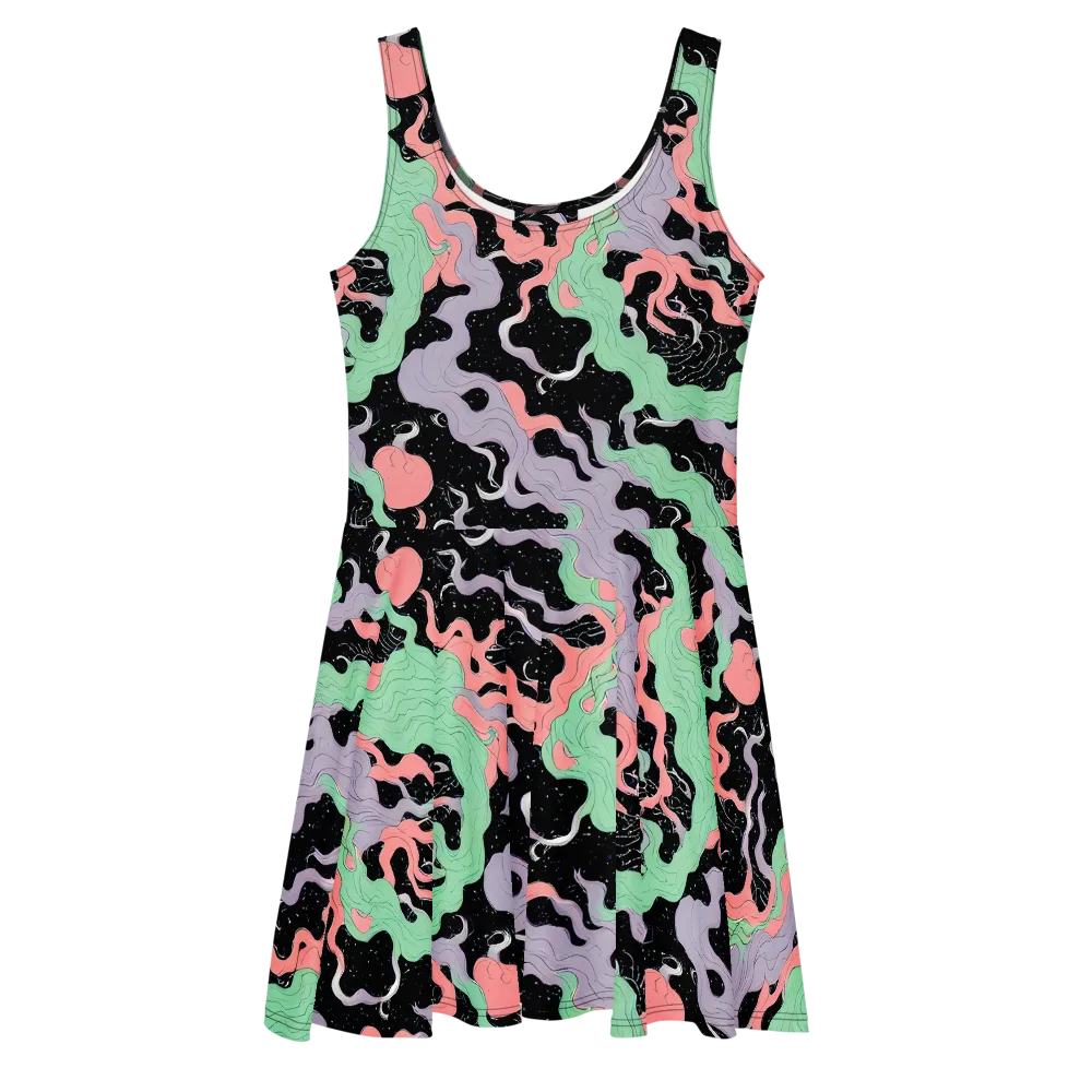 Pastel Eclipse on Skater Dress — Front