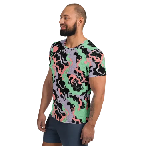 Pastel Eclipse on a Men's Athletic T-Shirt