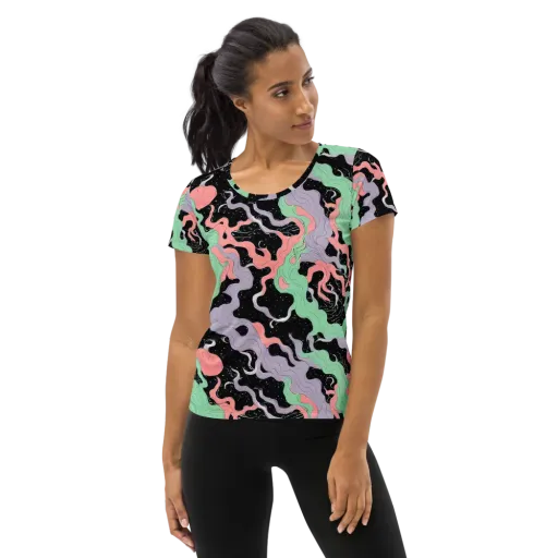Pastel Eclipse on a Women's Athletic T-Shirt