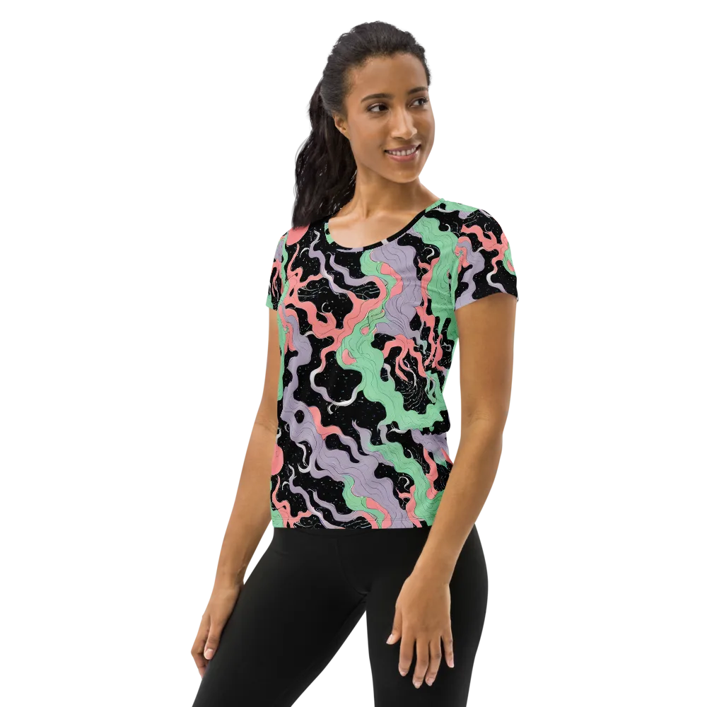 Pastel Eclipse on Women's Athletic T-Shirt — Left