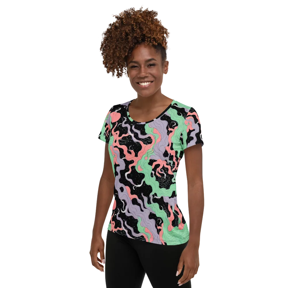 Pastel Eclipse on Women's Athletic T-Shirt — Left