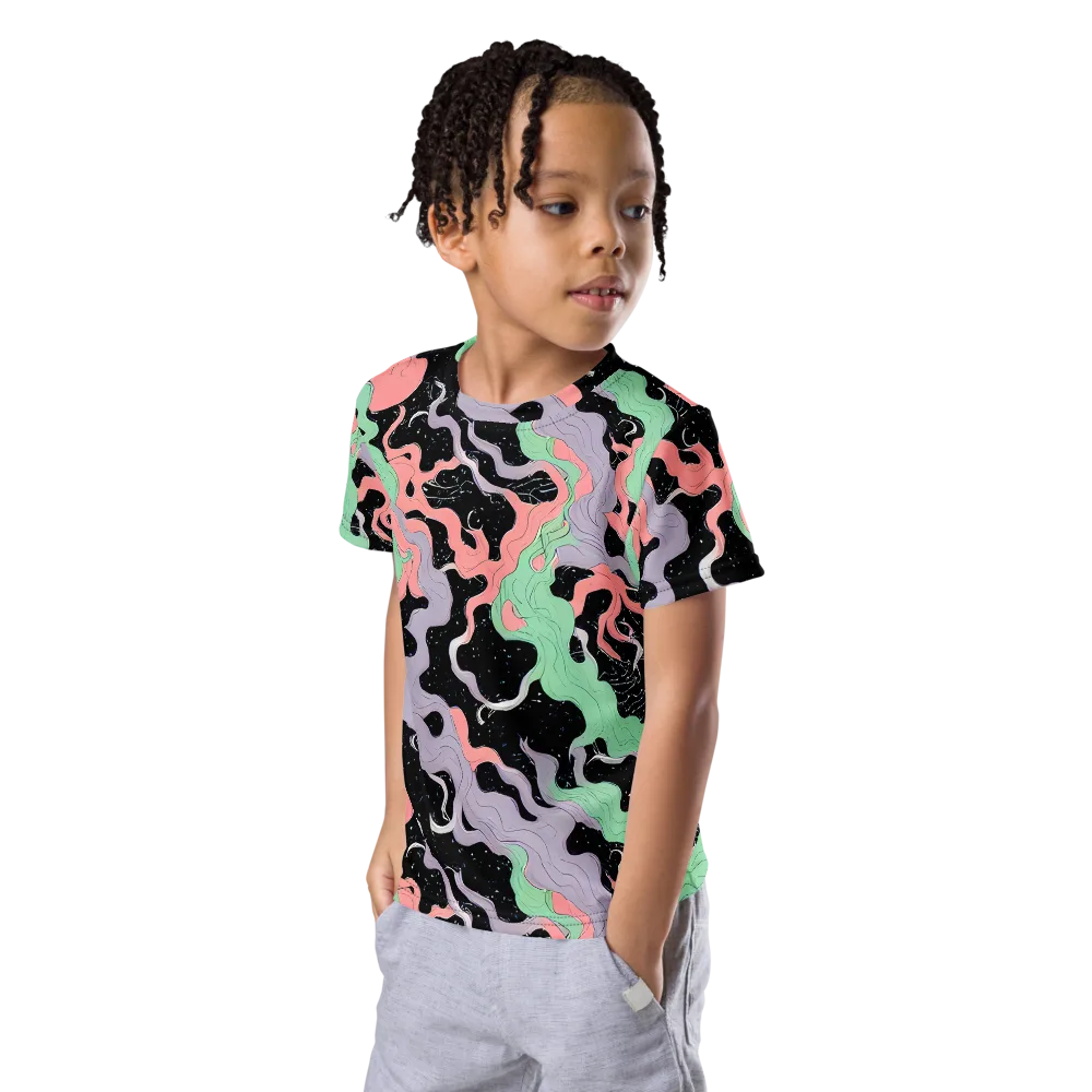 Pastel Eclipse on Kids Crew Neck T-Shirt — Left Front