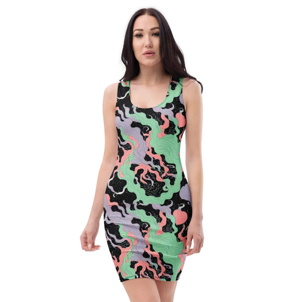 Pastel Eclipse on Bodycon Dress — Front