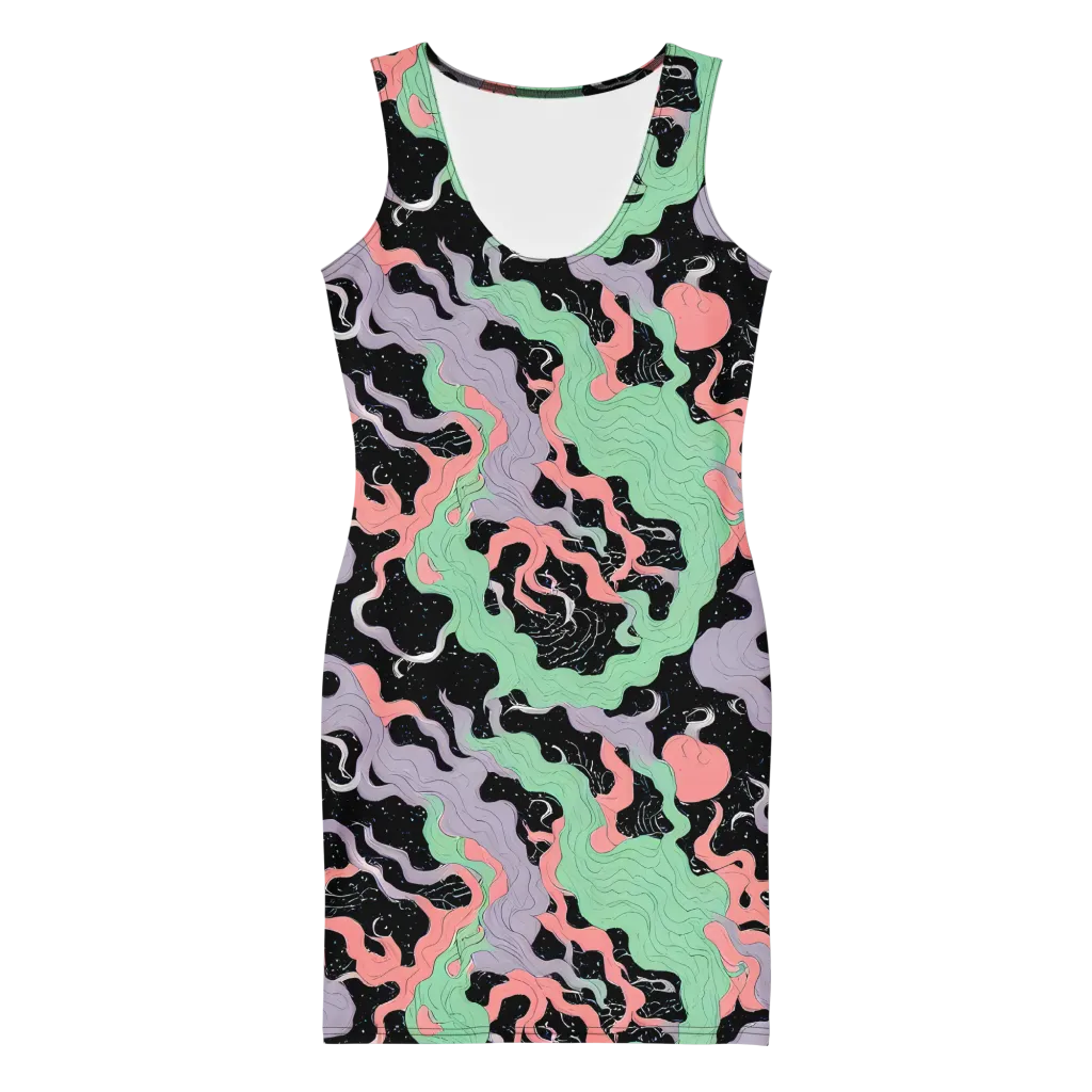 Pastel Eclipse on Bodycon Dress — Front