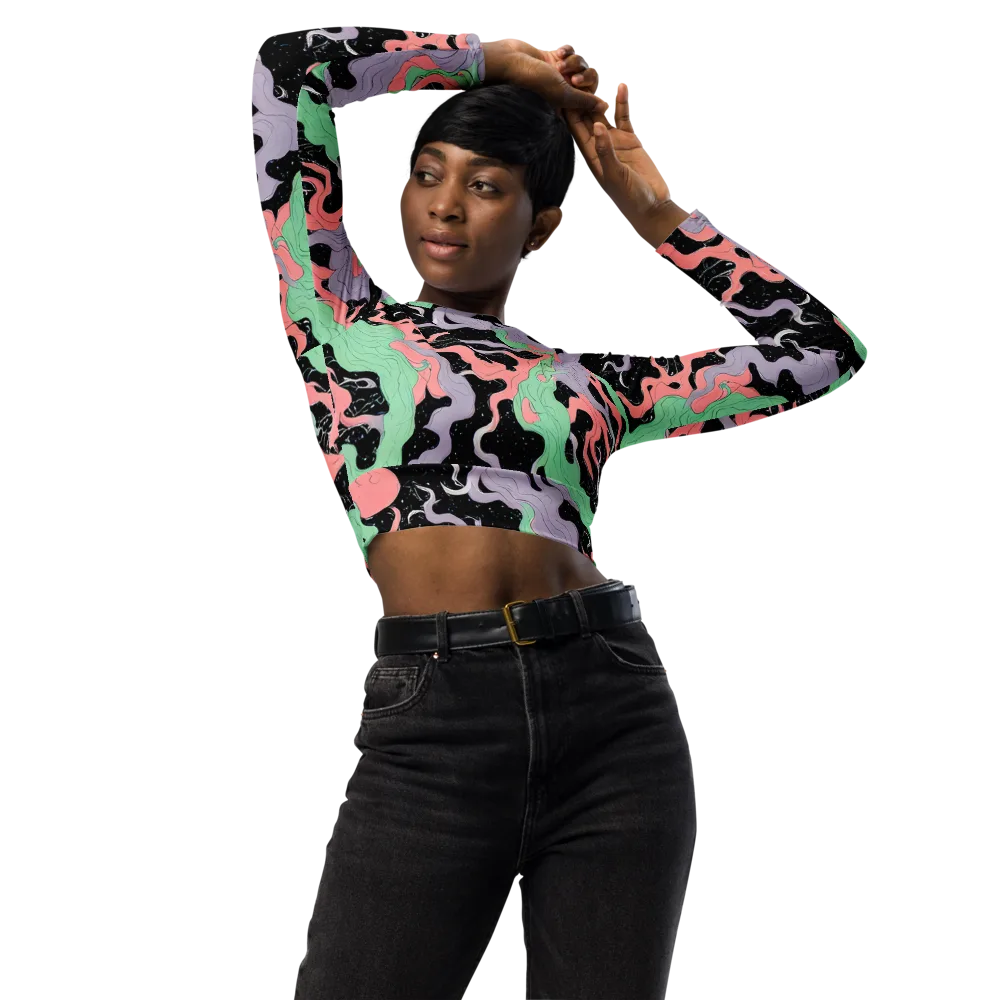 Pastel Eclipse on Long Sleeve Crop Top — Front