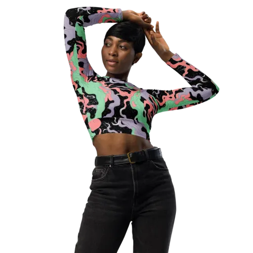 Pastel Eclipse on a Long Sleeve Crop Top