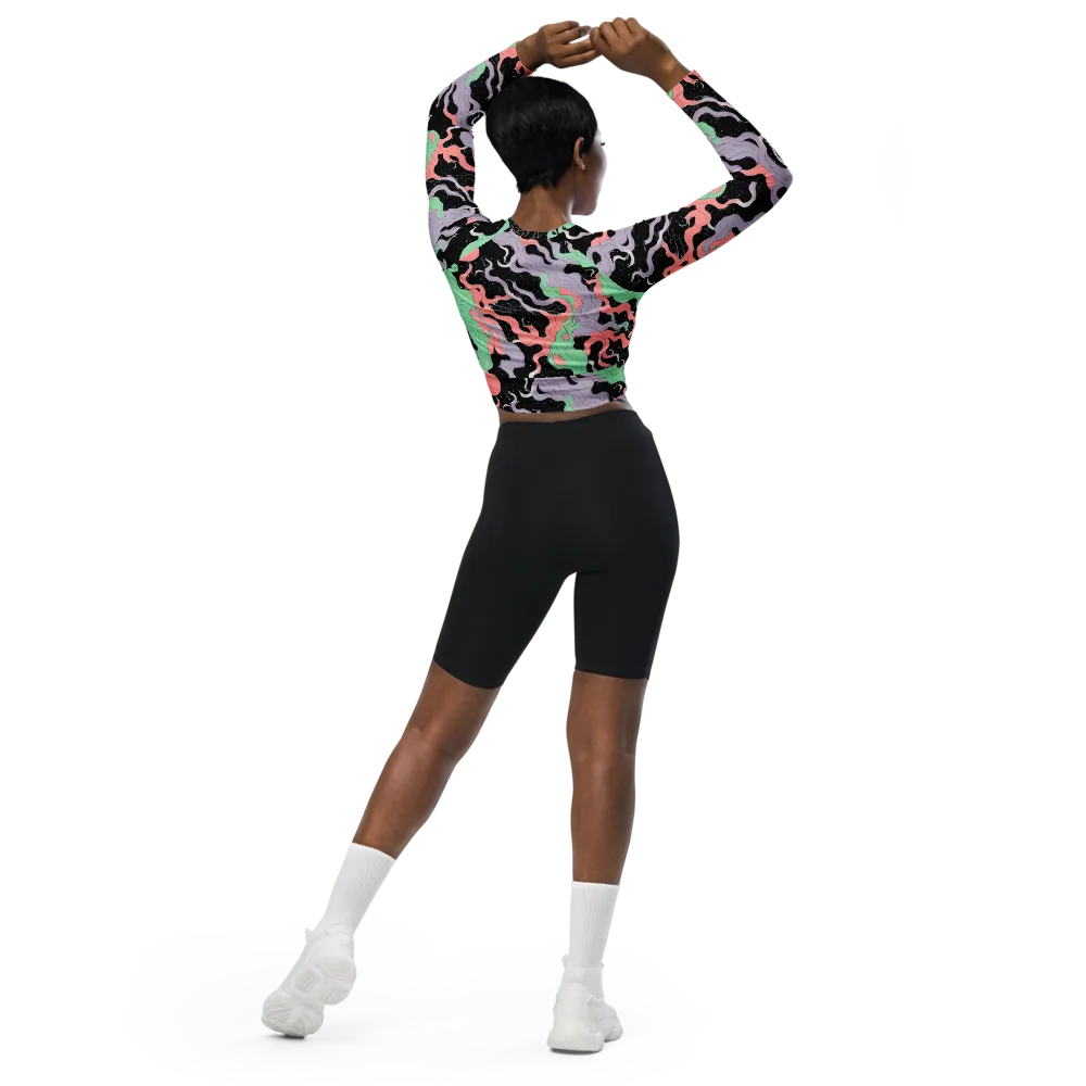 Pastel Eclipse on Long Sleeve Crop Top — Back