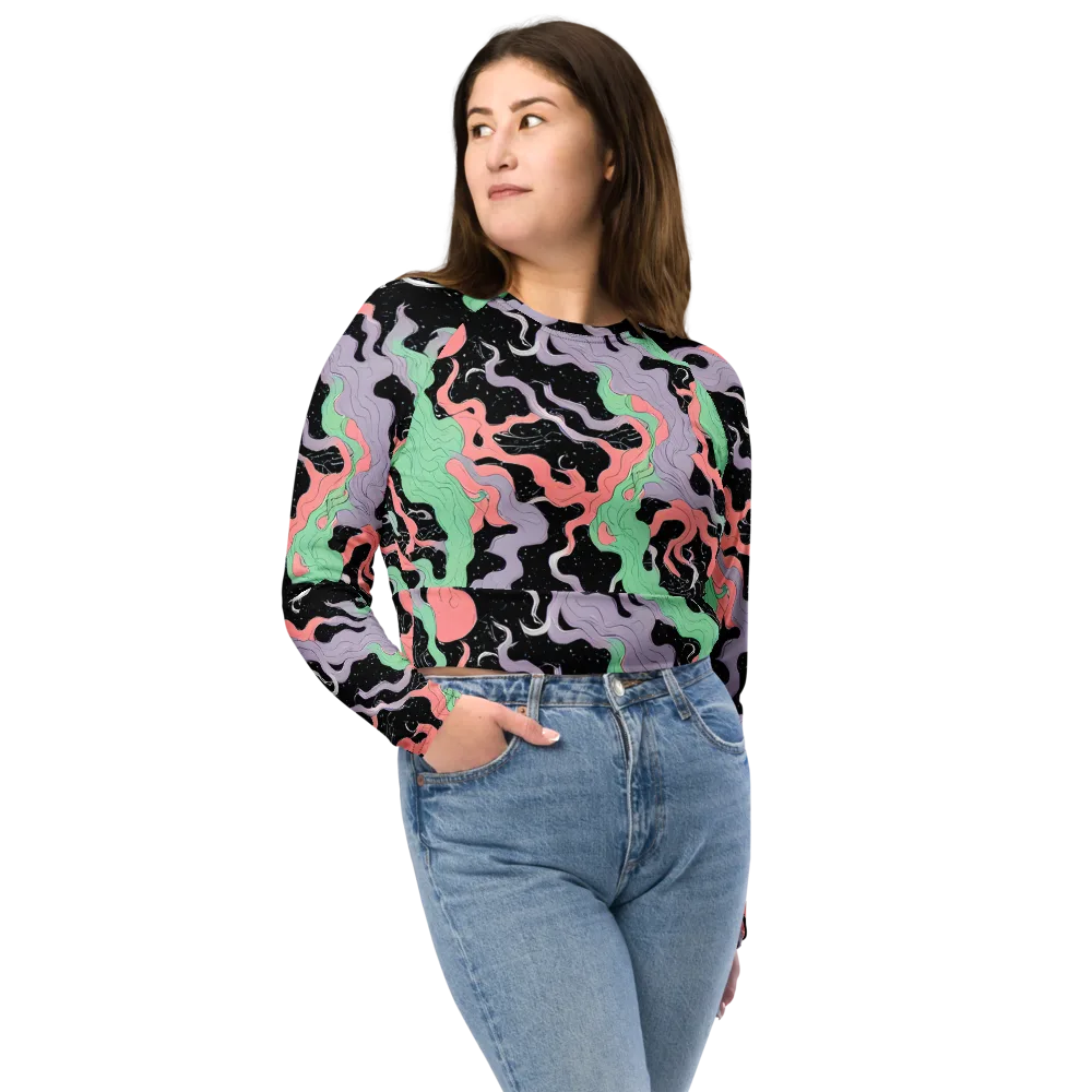 Pastel Eclipse on Long Sleeve Crop Top — Front