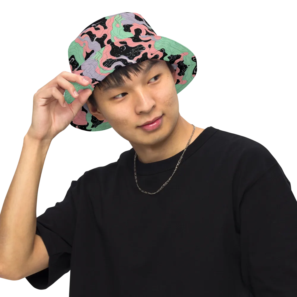 Pastel Eclipse on Reversible Bucket Hat — Front Inside