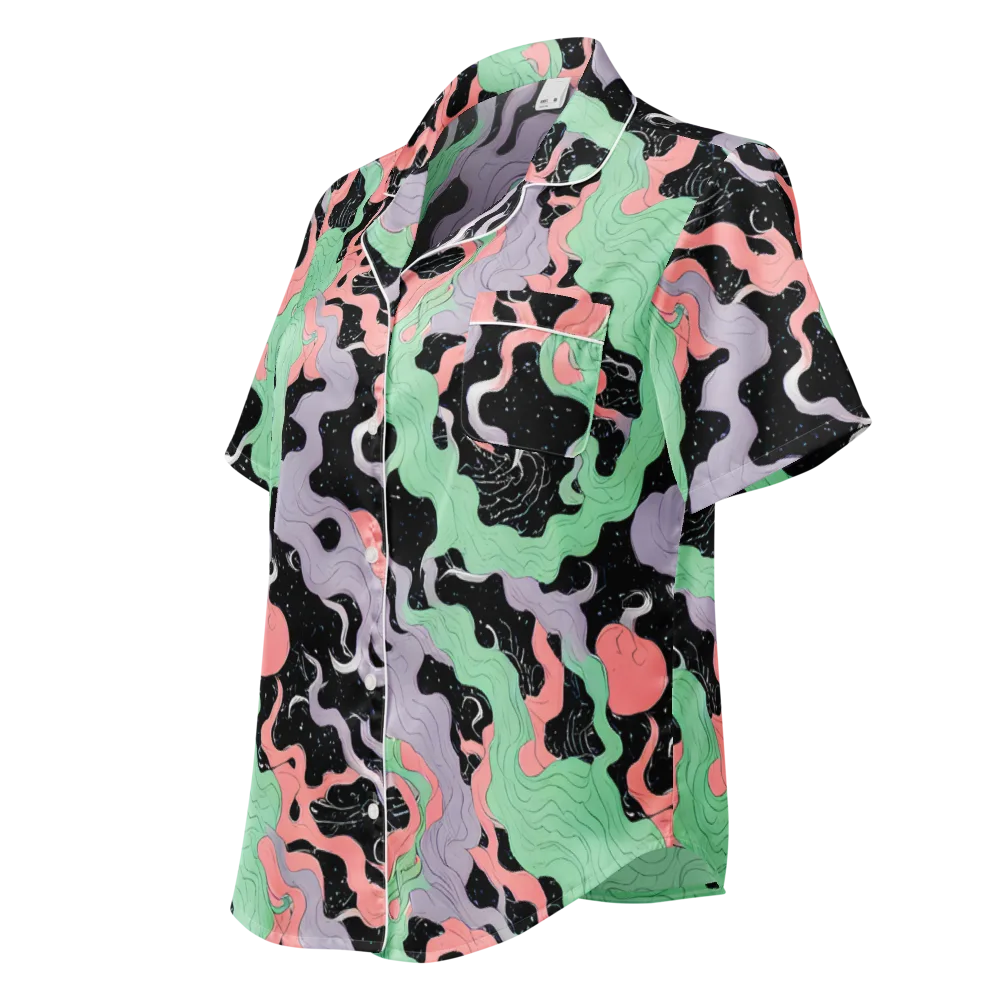 Pastel Eclipse on Women's Short Sleeve Pajama Top — Left Front