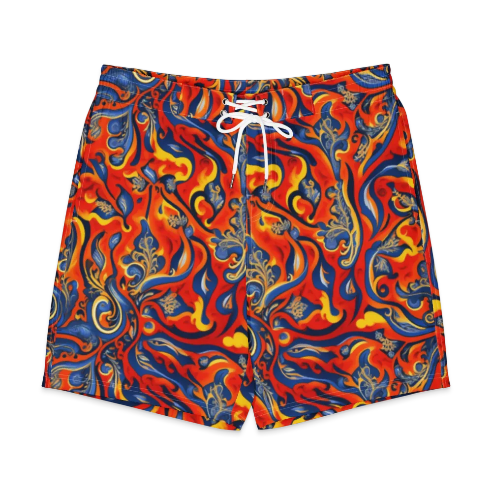 Cobalt Fire Paisley on Men's Board Shorts — Front