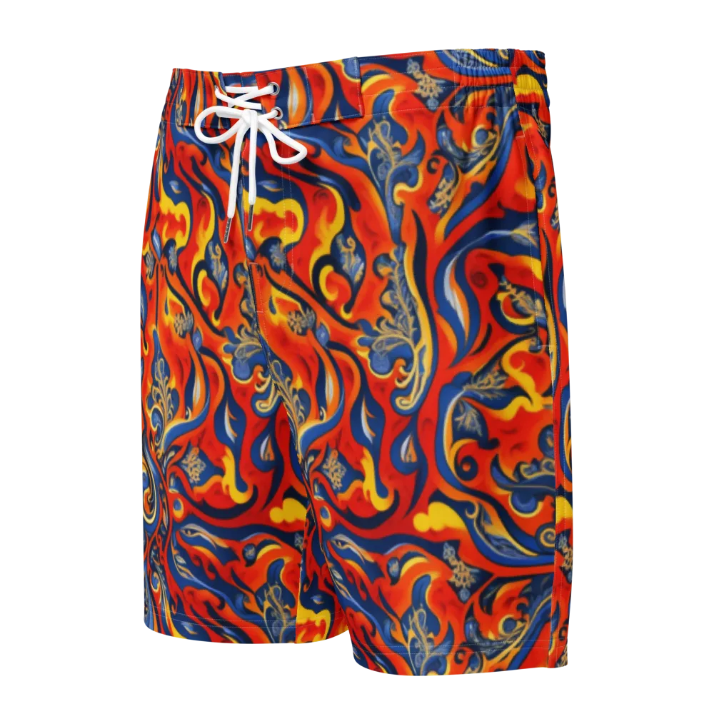 Cobalt Fire Paisley on Men's Board Shorts — Front