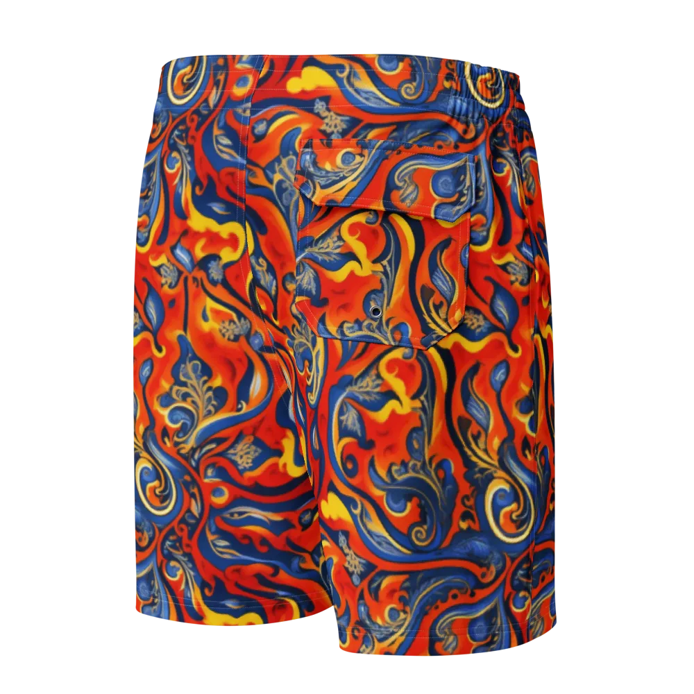 Cobalt Fire Paisley on Men's Board Shorts — Back