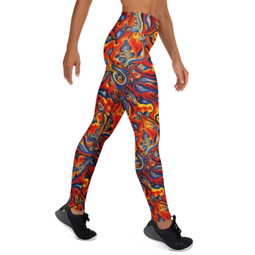 Cobalt Fire Paisley on a Yoga Leggings