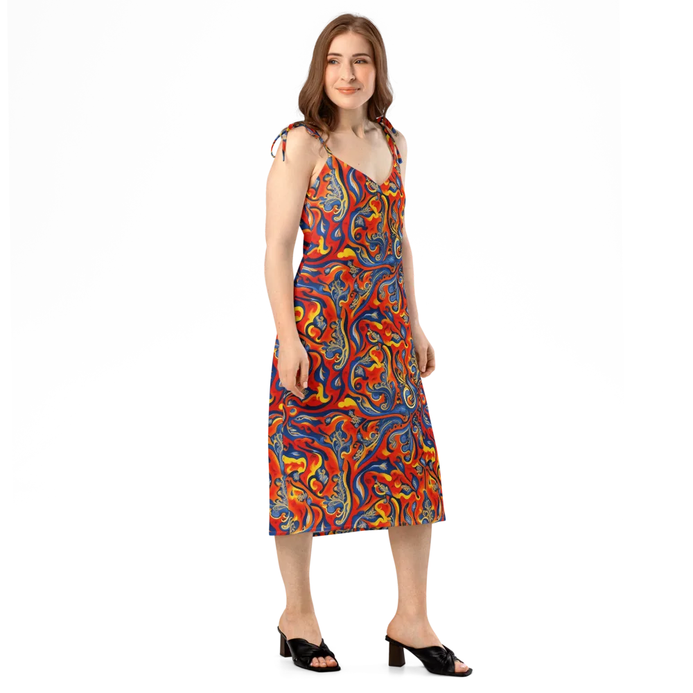 Cobalt Fire Paisley on Slip Dress — Right Front