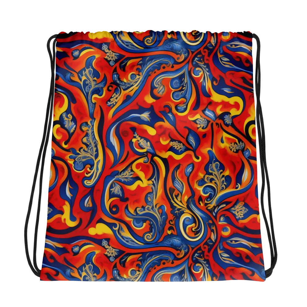 Cobalt Fire Paisley on Drawstring Bag — Photo