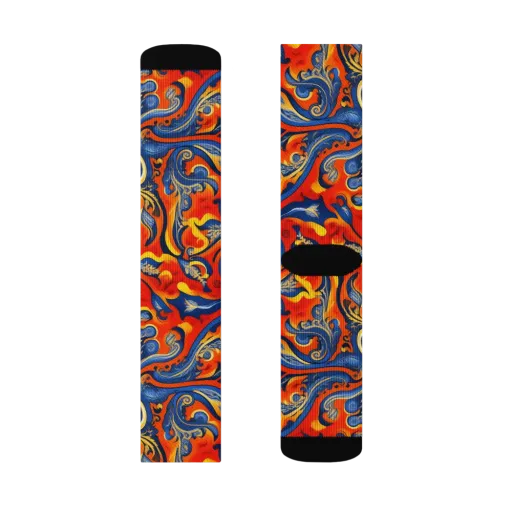 Cobalt Fire Paisley on a Socks